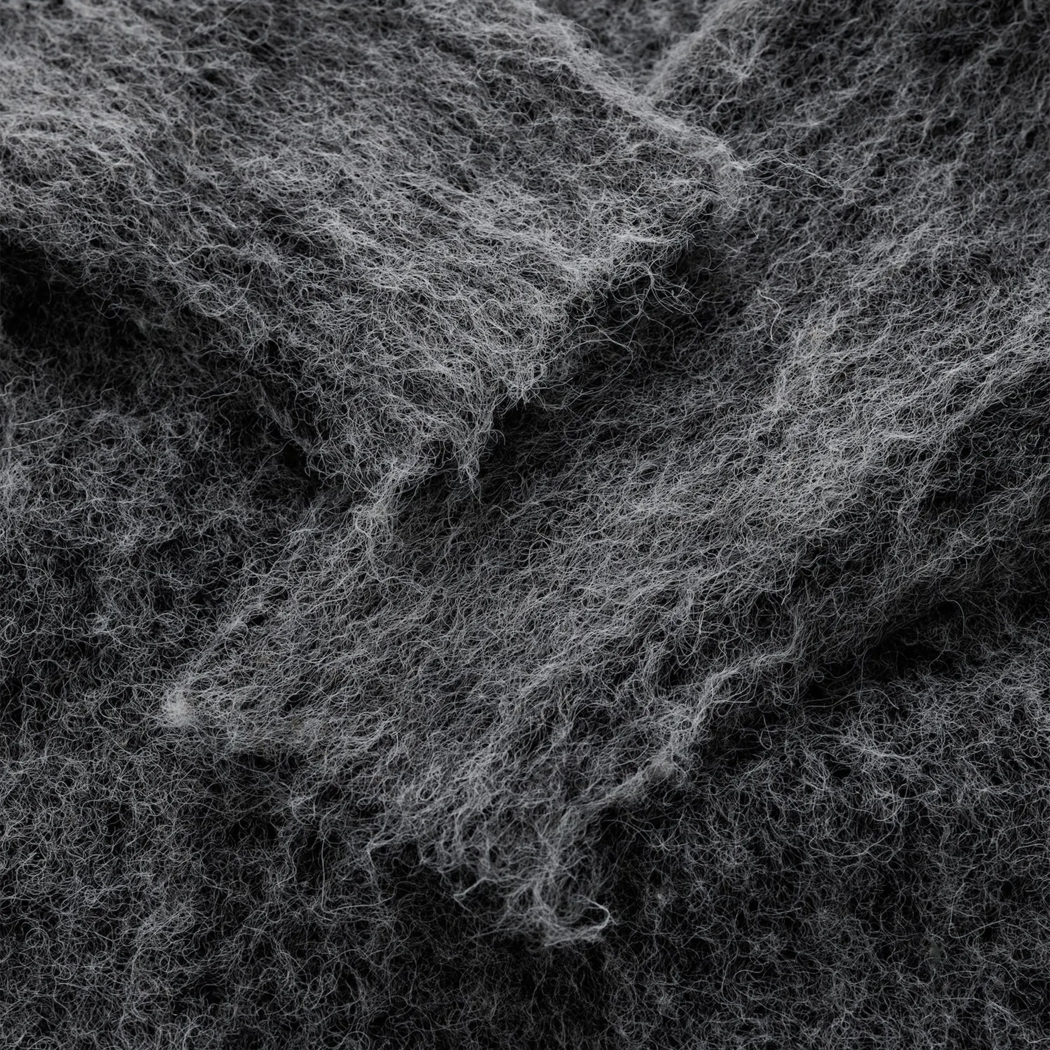 Detailed View of Bénir Clothing Mohair Knit BC Charcoal Sweatshirt MOJUMPCHAR